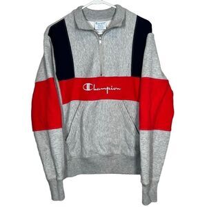 Champion Half Zip Reverse Weave Color Blocked Sweater Men’s Small
